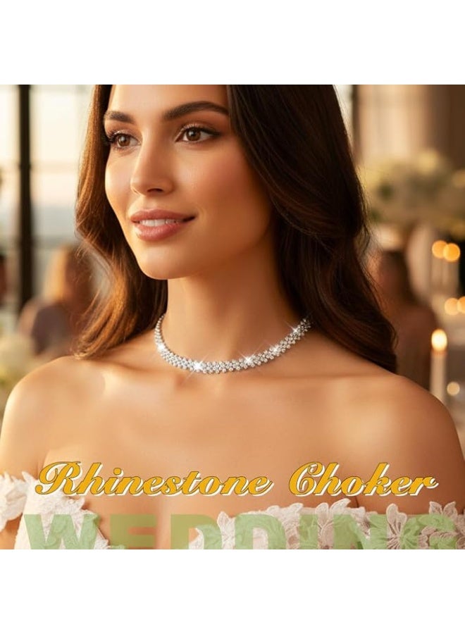 jaexest Elegant Rhinestone Choker Necklace, Sparkling Crystal Diamond Row Chain, Silver-Tone Minimalist Fashion Accessory for Women, Perfect for Parties & Special Occasions - Image 4